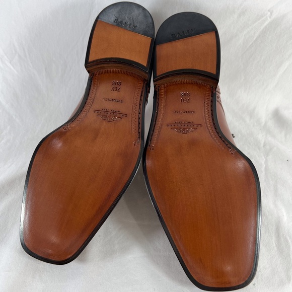 BALLY Brown Leather Derby Semi Brogue Loafers Made in Switzerland Marked as 8US - Picture 11 of 13